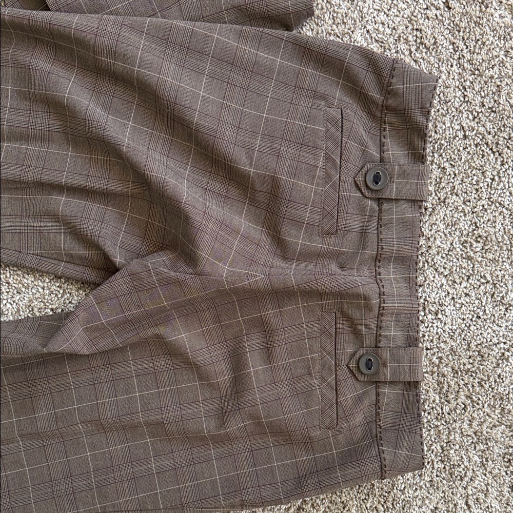 GUESS Brown Plaid Boot-Cut Pants with Matching Corset back Vest - Picture 9 of 10